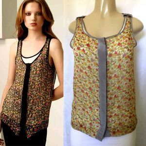 Rag&Bone Top Blouse Floral Layered Silk Sleeveless